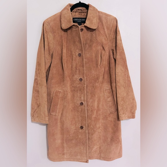 Centigrade Women’s Brown Suede Button-Up Coat Size Small - Picture 1 of 7